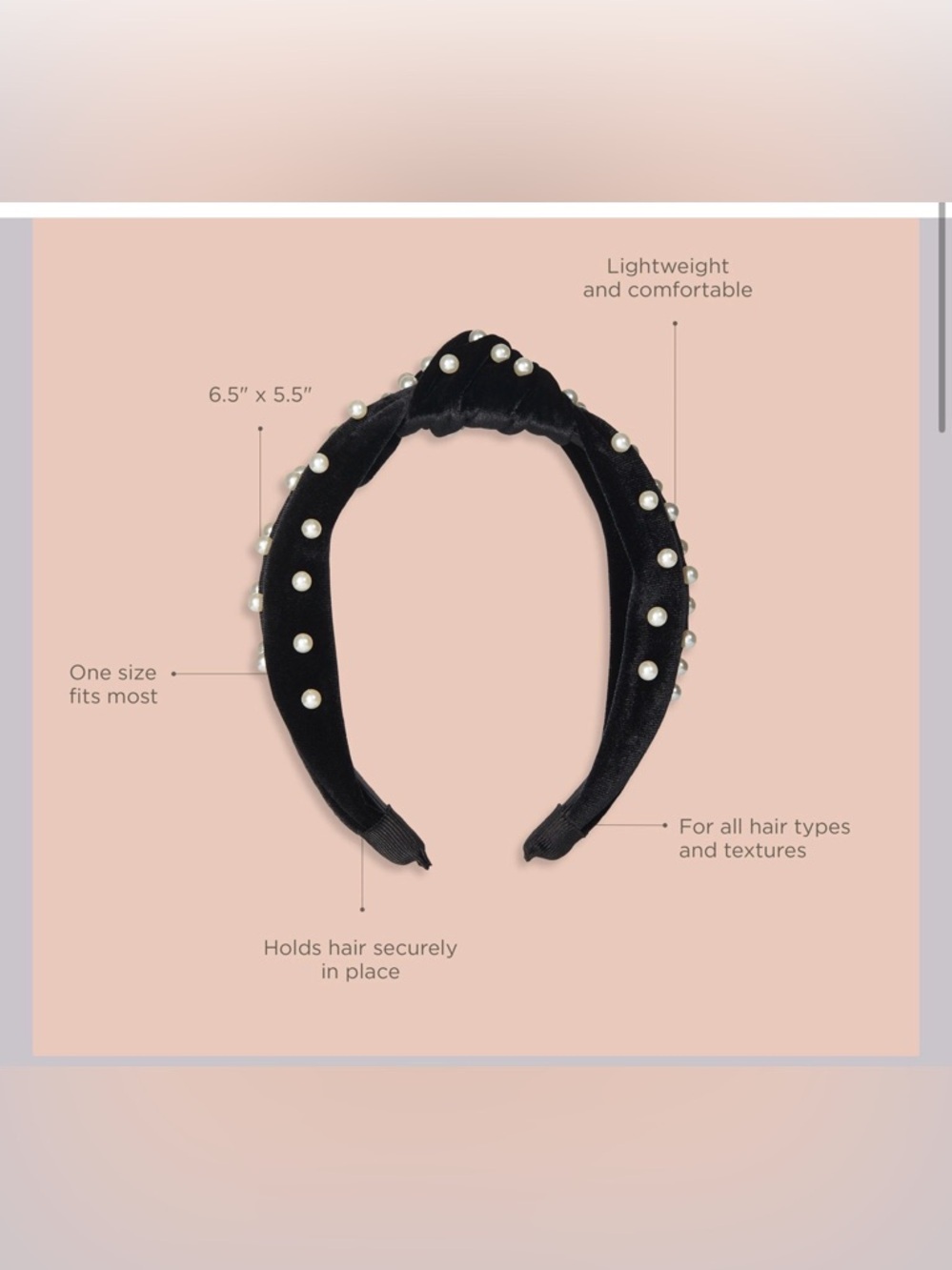 🎀 PICK 5/$25 🎀 Velvet Pearl Knot Headband ✨ - Picture 2 of 4